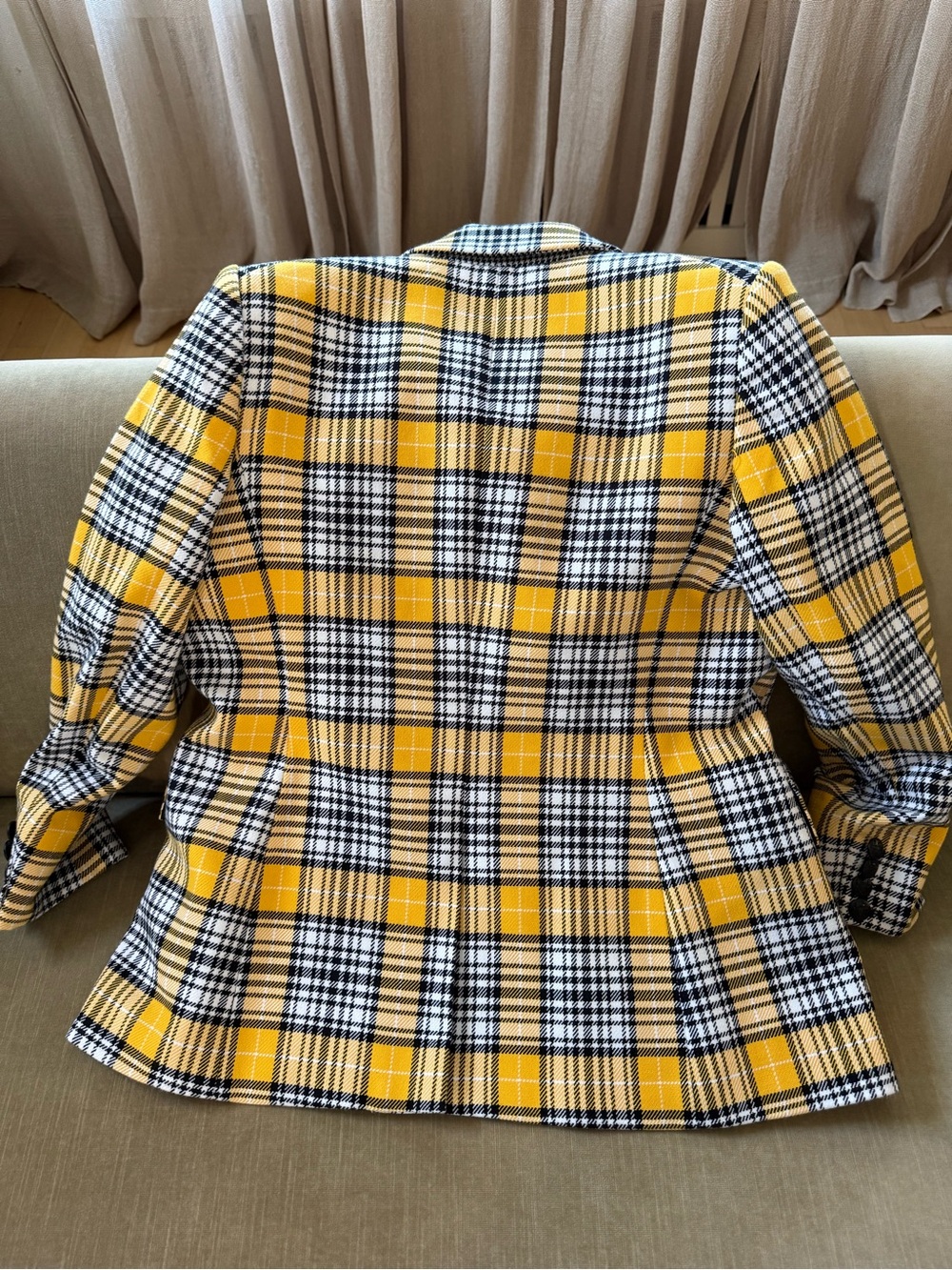 Veronica Beard Miller Dickey Black, White & Yellow Houndstooth Jacket Sz 10 - Picture 2 of 5